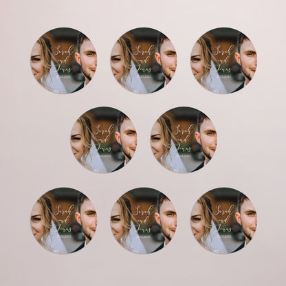 Dankeskarte Hochzeit Set von 8, magnetisch, rund, Ø 10 cm Vereint in Bildern foto N° 3