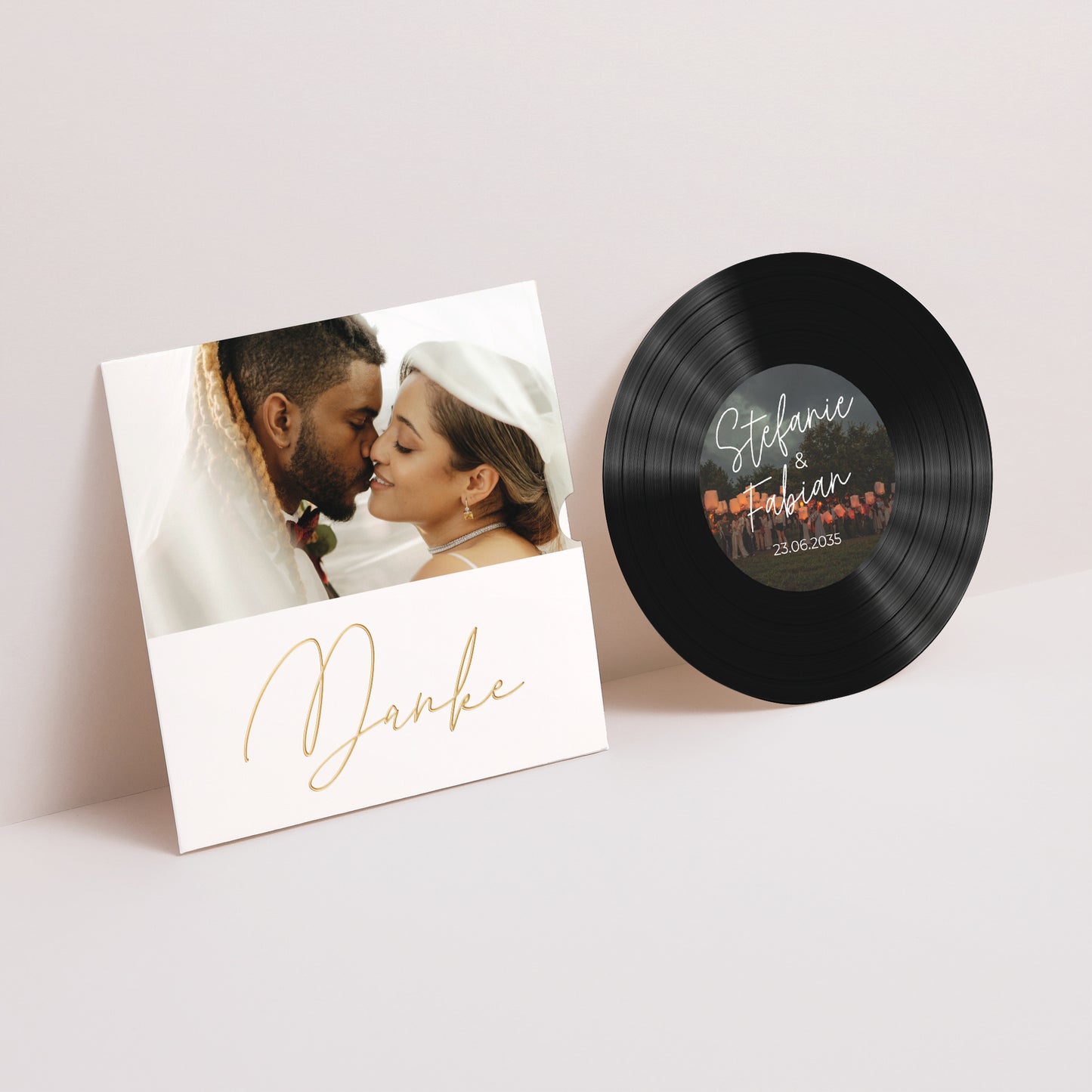 Dankeskarte Hochzeit Schallplattenhülle L'amour. foto N° 1