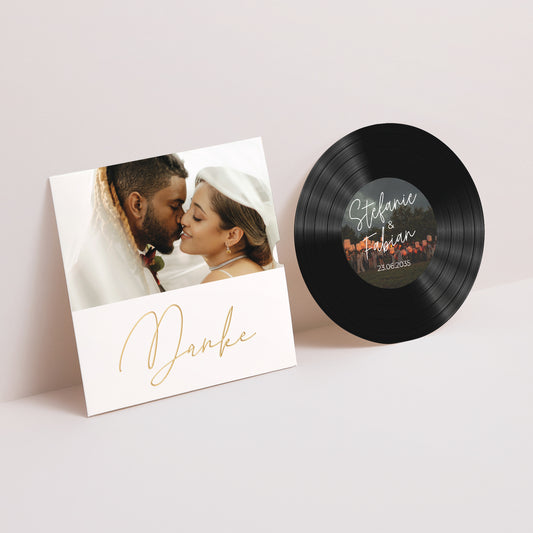 Dankeskarte Hochzeit Schallplattenhülle L'amour. foto