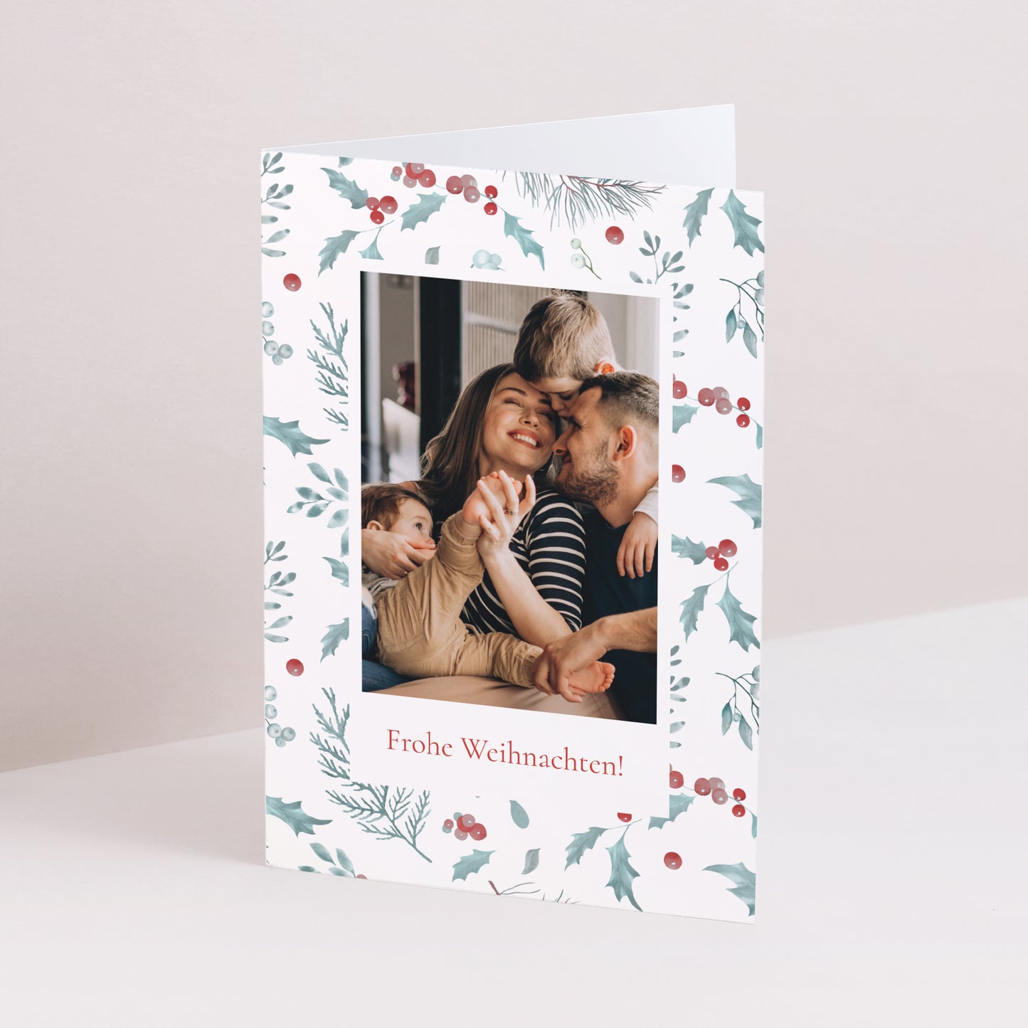 Weihnachtskarte Weihnachten Doppelter Porträtflügel Eichenblätter foto N° 1