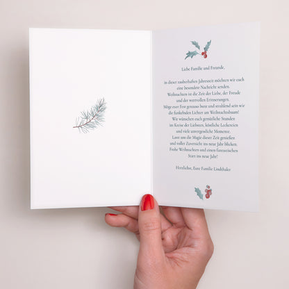 Weihnachtskarte Weihnachten Doppelter Porträtflügel Eichenblätter foto N° 2