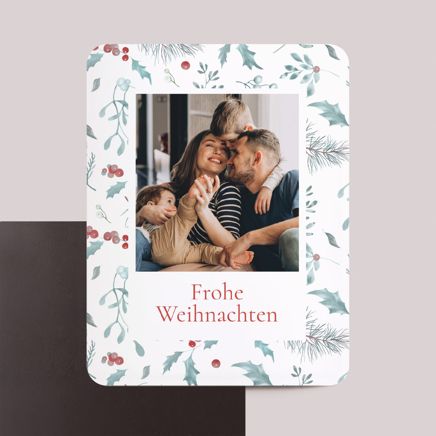 Weihnachtskarte Weihnachten Set von 8, magnetisch, rechteckig mit abgerundeten Ecken Eichenblätter foto