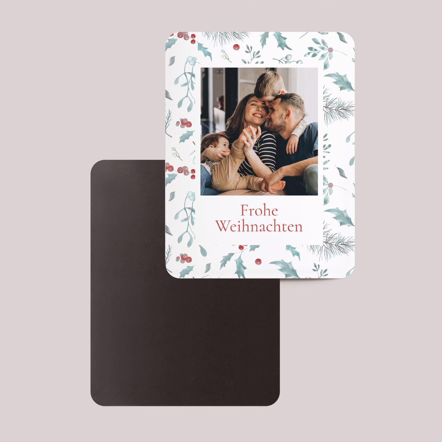 Weihnachtskarte Weihnachten Set von 8, magnetisch, rechteckig mit abgerundeten Ecken Eichenblätter foto N° 2