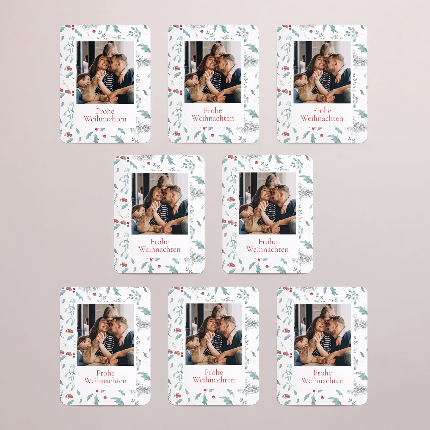 Weihnachtskarte Weihnachten Set von 8, magnetisch, rechteckig mit abgerundeten Ecken Eichenblätter foto N° 3