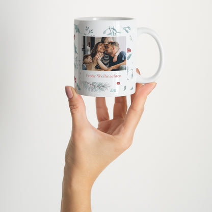 Tasse Weihnachten Weiß Eichenblätter foto N° 2