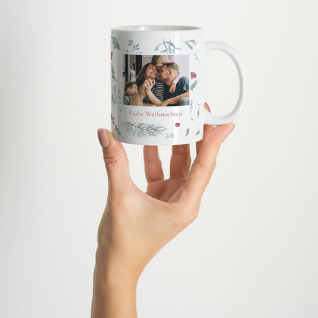 Tasse Weihnachten Weiß Eichenblätter