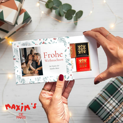 Personalisierte Schokoladenbox Weihnachten 6 Schokoladen Eichenblätter foto N° 1