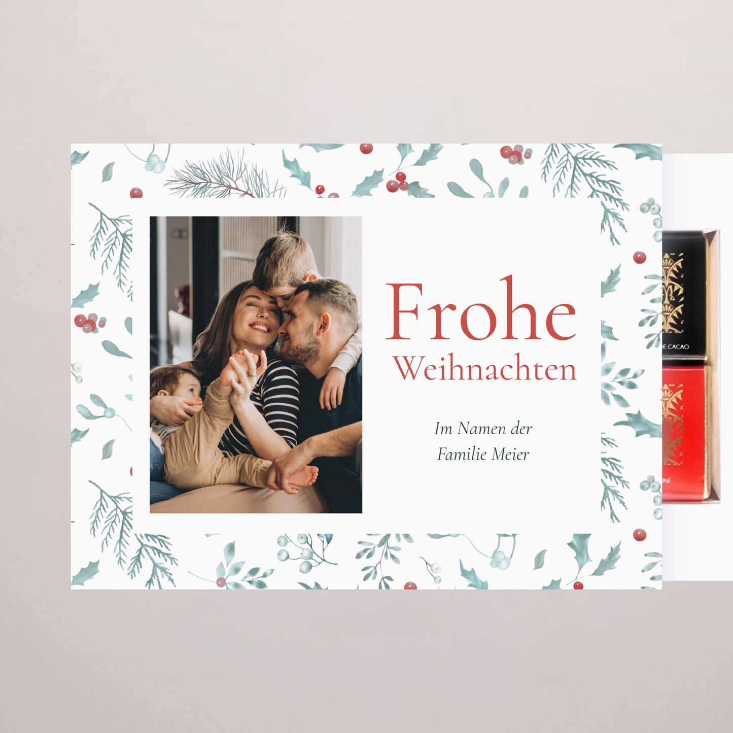 Personalisierte Schokoladenbox Weihnachten 6 Schokoladen Eichenblätter foto N° 2