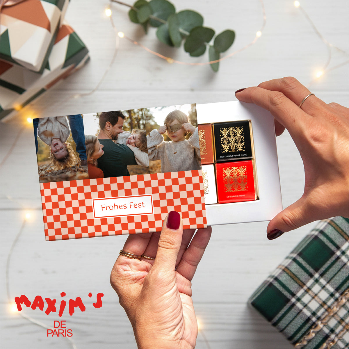 Personalisierte Schokoladenbox Weihnachten 6 Schokoladen Weihnachtszauber foto