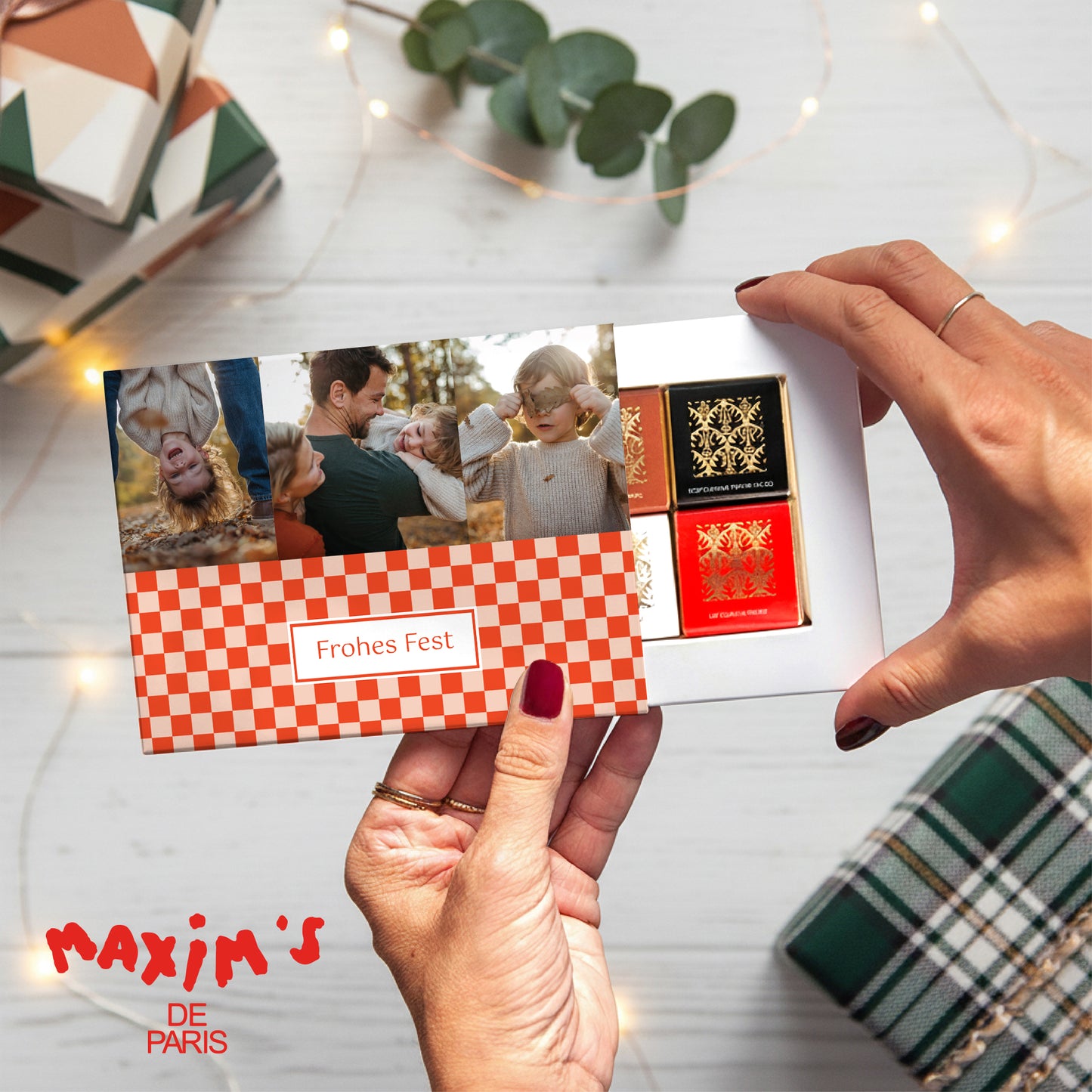 Personalisierte Schokoladenbox Weihnachten 6 Schokoladen Weihnachtszauber foto N° 1