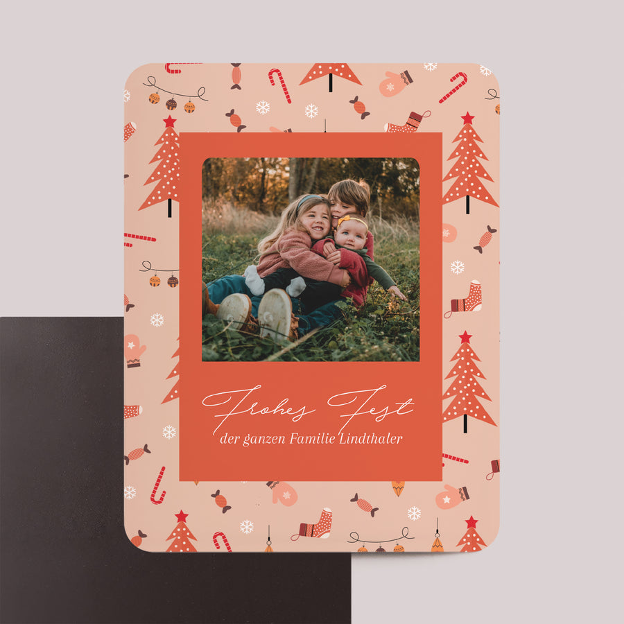 Weihnachtskarte Weihnachten Set von 8, magnetisch, rechteckig mit abgerundeten Ecken Wertvolle Momente foto