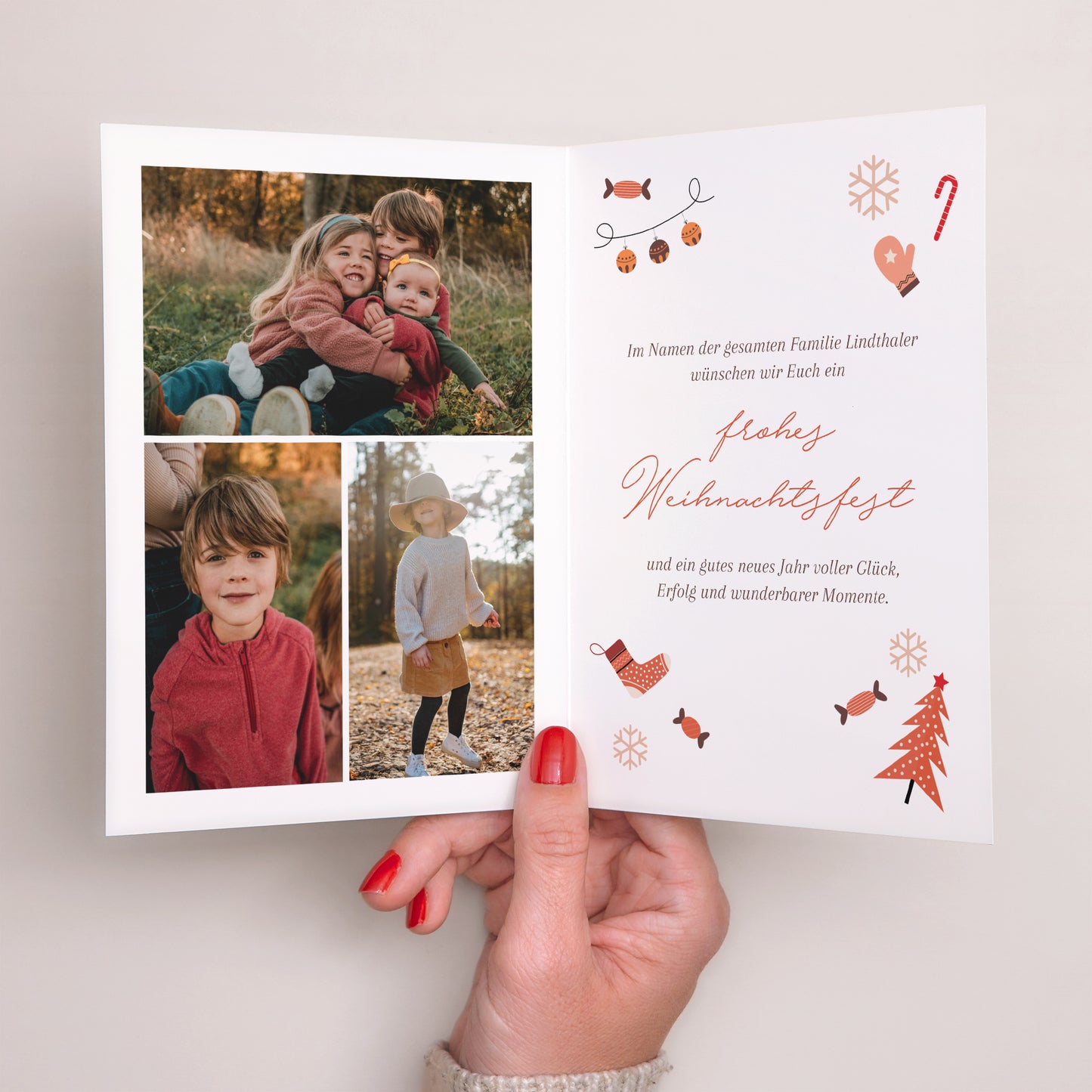 Weihnachtskarte Weihnachten Doppelflügelporträt Wertvolle Momente foto N° 2