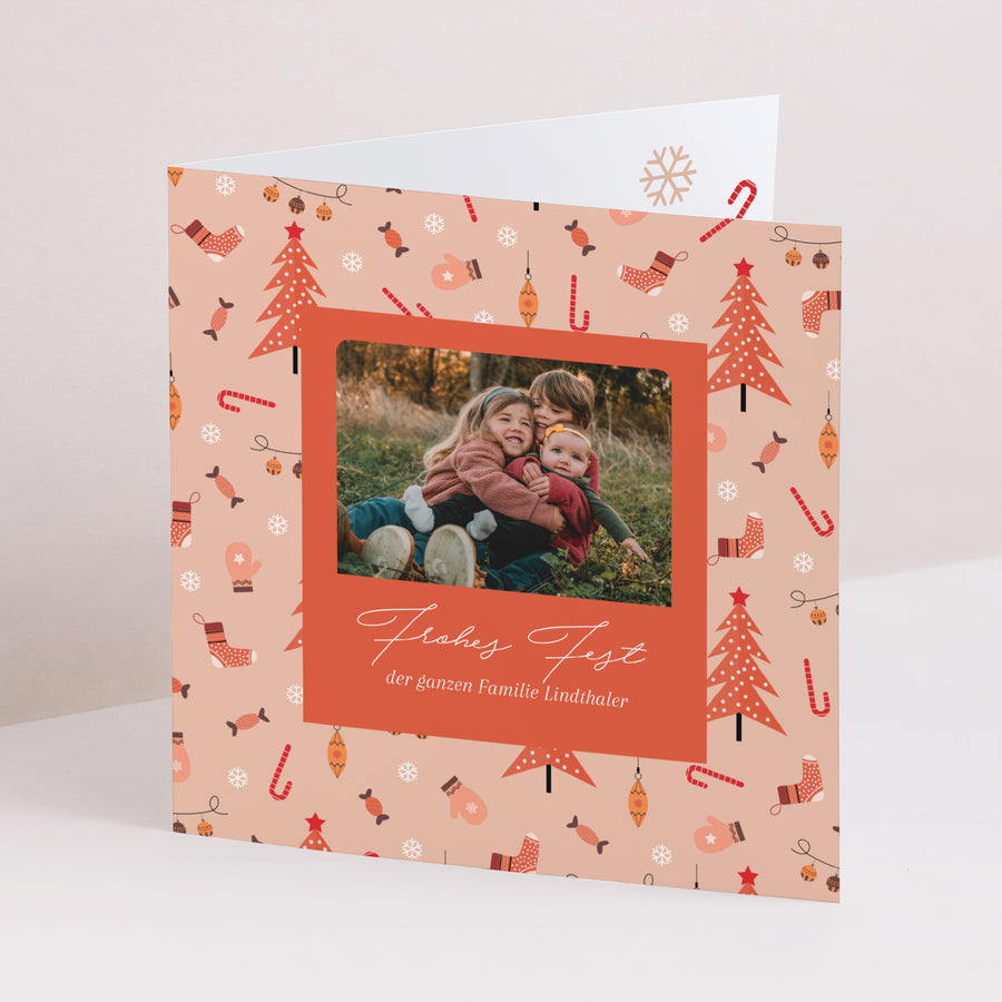 Weihnachtskarte Weihnachten Doppelflügelfenster Wertvolle Momente foto