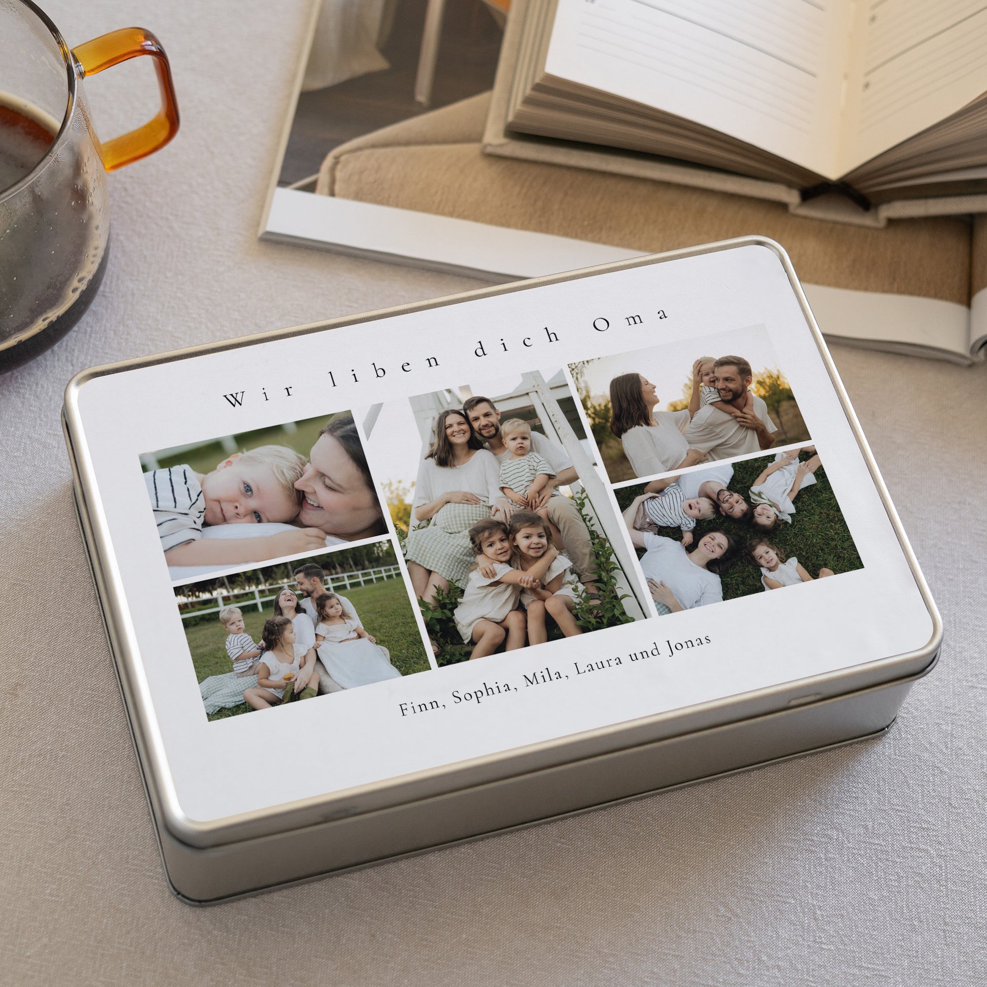 Metalldose Objekte rechteck, mit Schokolade gefüllt Wertvolle Momente in Fotos foto N° 2