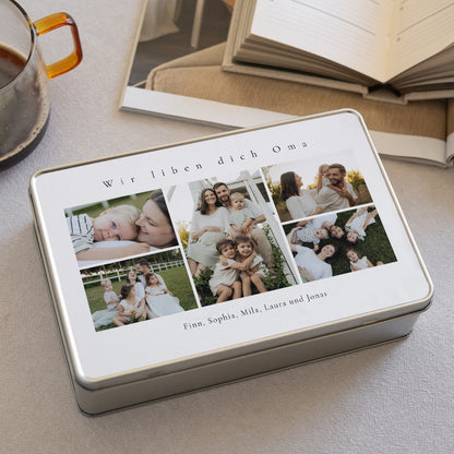 Metalldose Objekte rechteck, mit Schokolade gefüllt Wertvolle Momente in Fotos foto N° 2