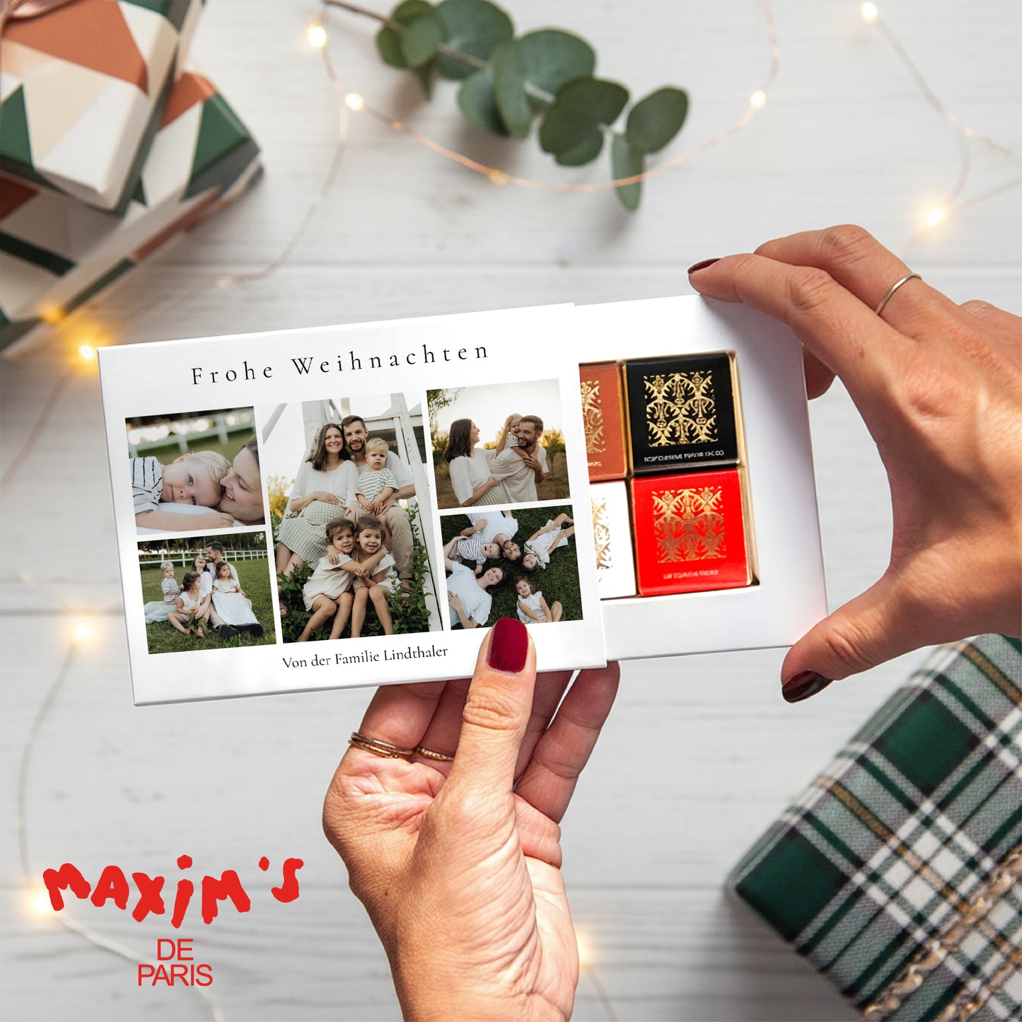 Personalisierte Schokoladenbox Weihnachten 6 Schokoladen Weihnachten in Fotos foto N° 1