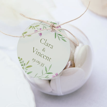 Geschenkbox Hochzeit Kugel mit runder Etikette Der Garten der Herzen foto N° 1