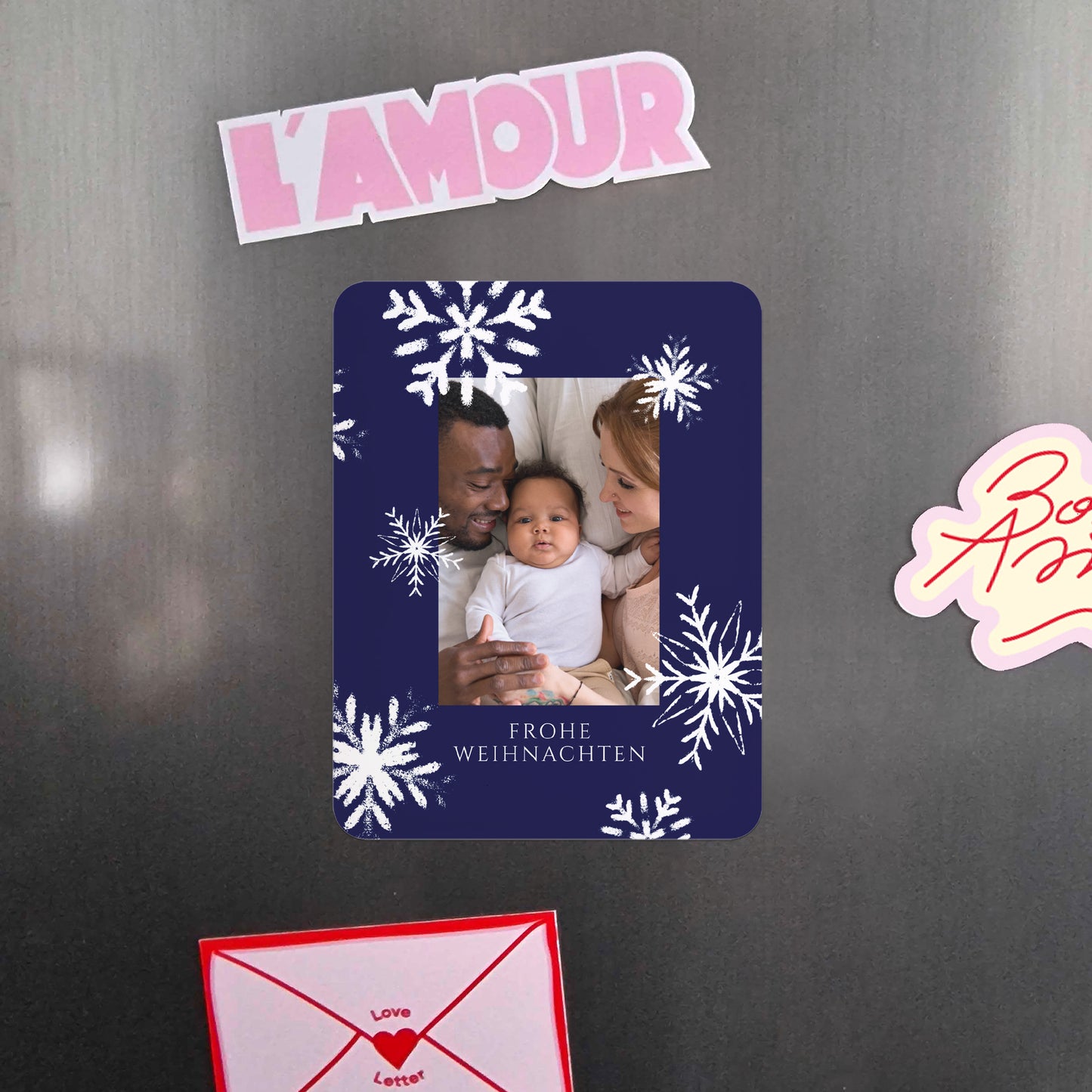 Weihnachtskarte Weihnachten Set von 8, magnetisch, rechteckig mit abgerundeten Ecken Weihnachtsflocken foto N° 4