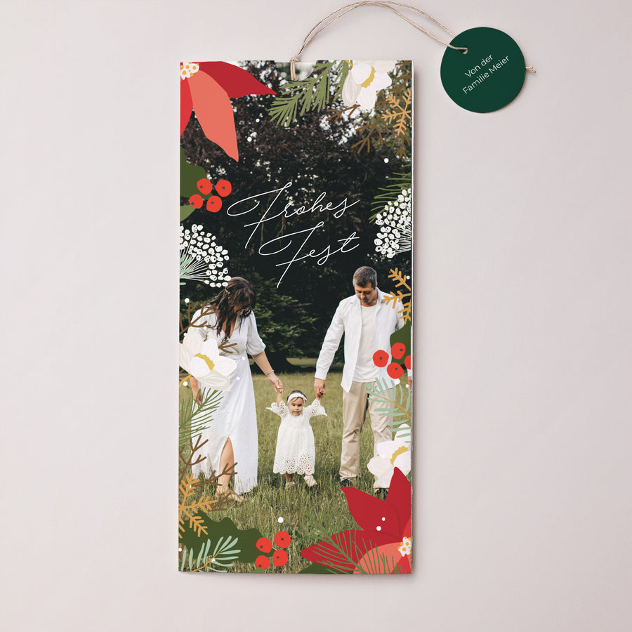 Weihnachtskarte Weihnachten Portrait-Hülle 2 Karten, Etikett Weihnachtskranz foto