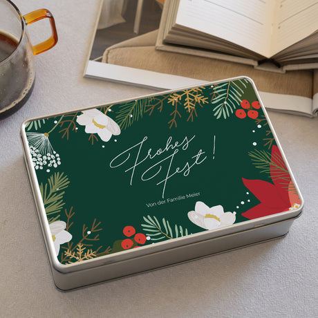 Metalldose Weihnachten Rechteck Weihnachtskranz