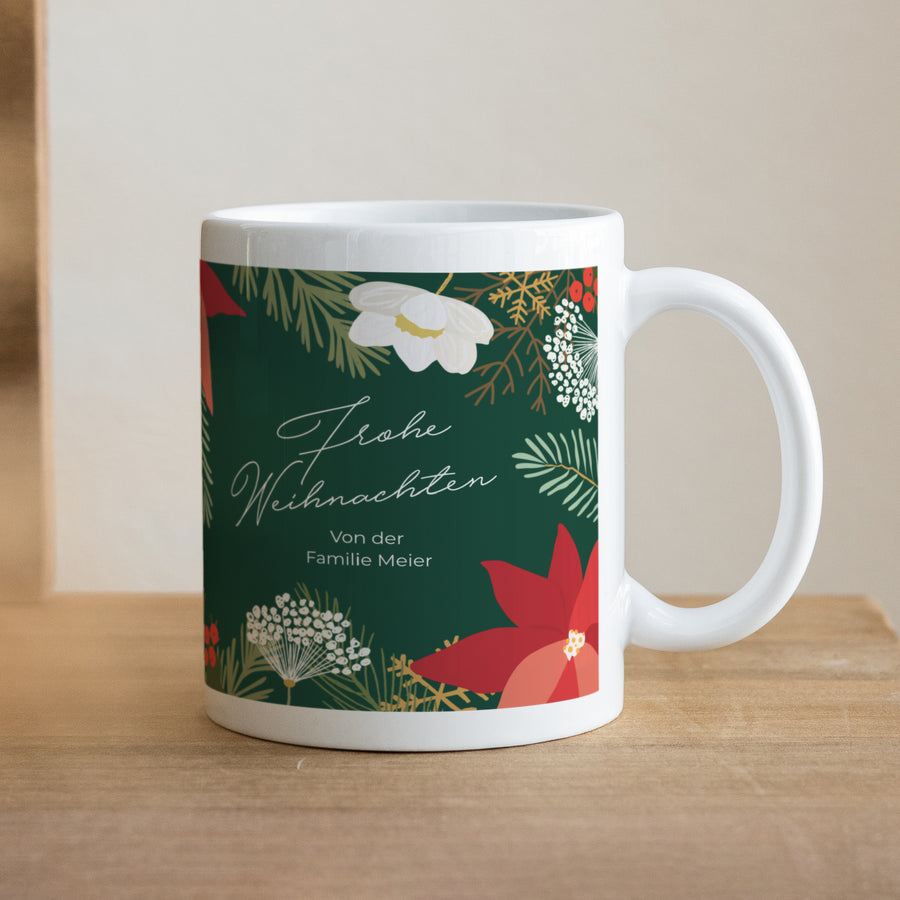Tasse Weihnachten Weiß Weihnachtskranz foto