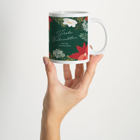 Tasse Weihnachten Weiß Weihnachtskranz