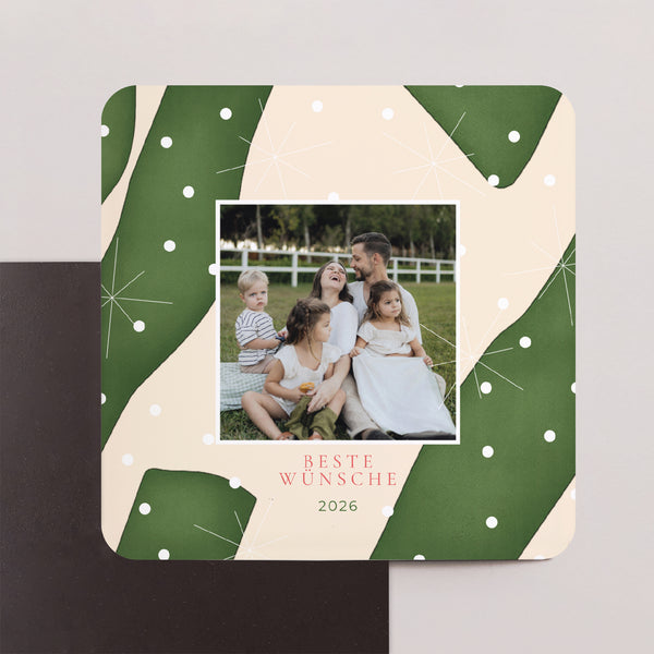 Weihnachtskarte Weihnachten Set von 8, magnetisch, quadratisch mit abgerundeten Ecken Smaragdschnee foto
