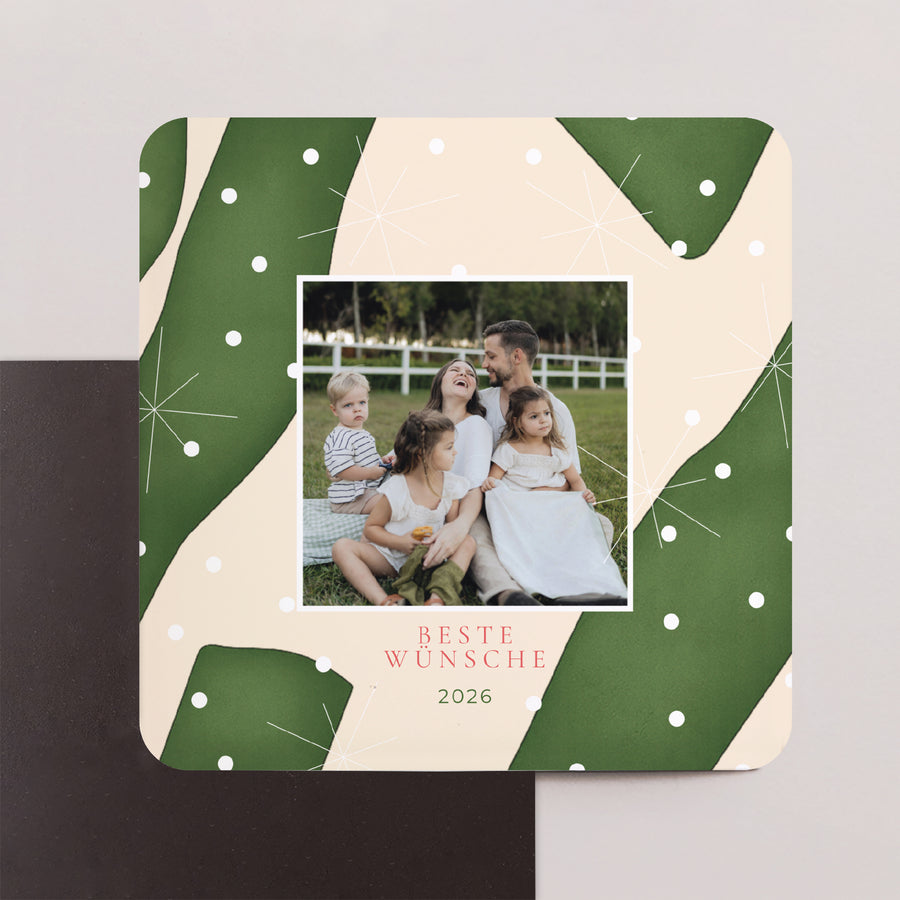 Weihnachtskarte Weihnachten Set von 8, magnetisch, quadratisch mit abgerundeten Ecken Smaragdschnee foto