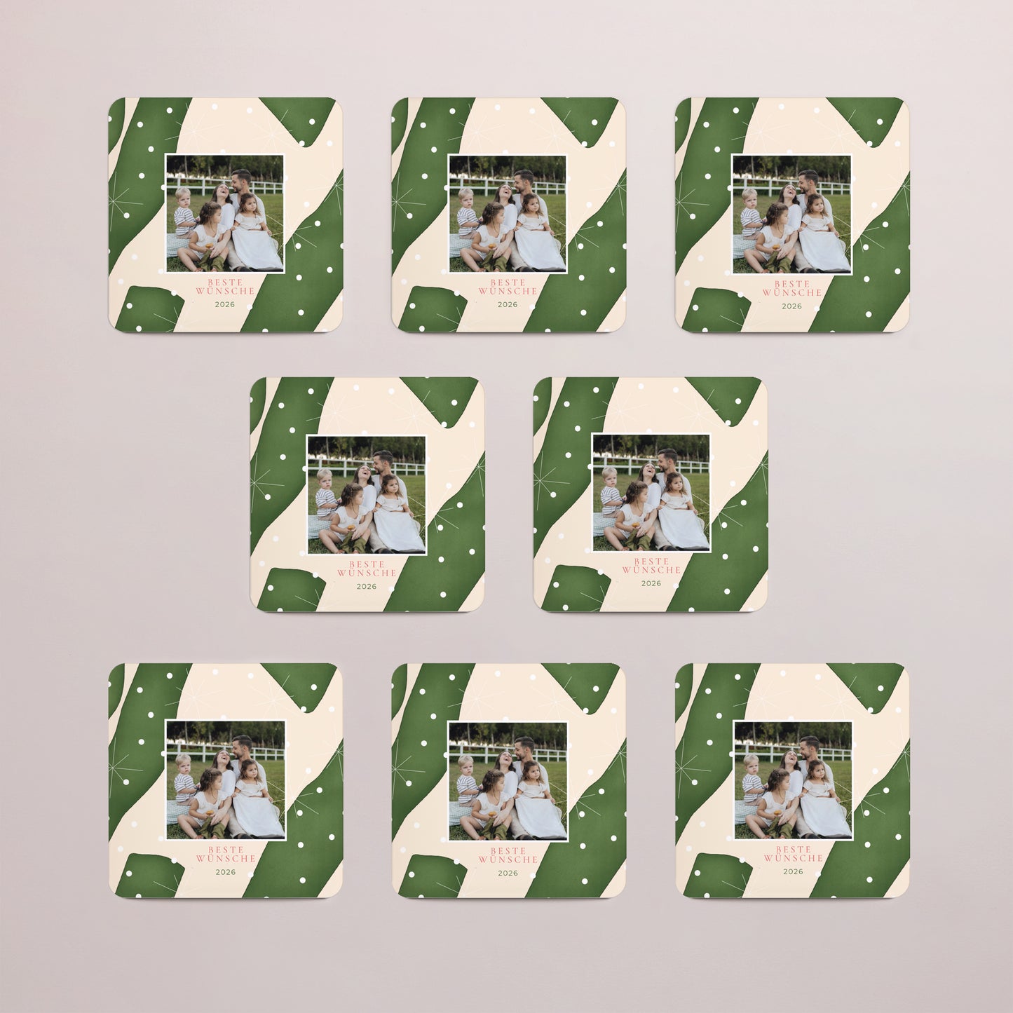 Weihnachtskarte Weihnachten Set von 8, magnetisch, quadratisch mit abgerundeten Ecken Smaragdschnee foto N° 3