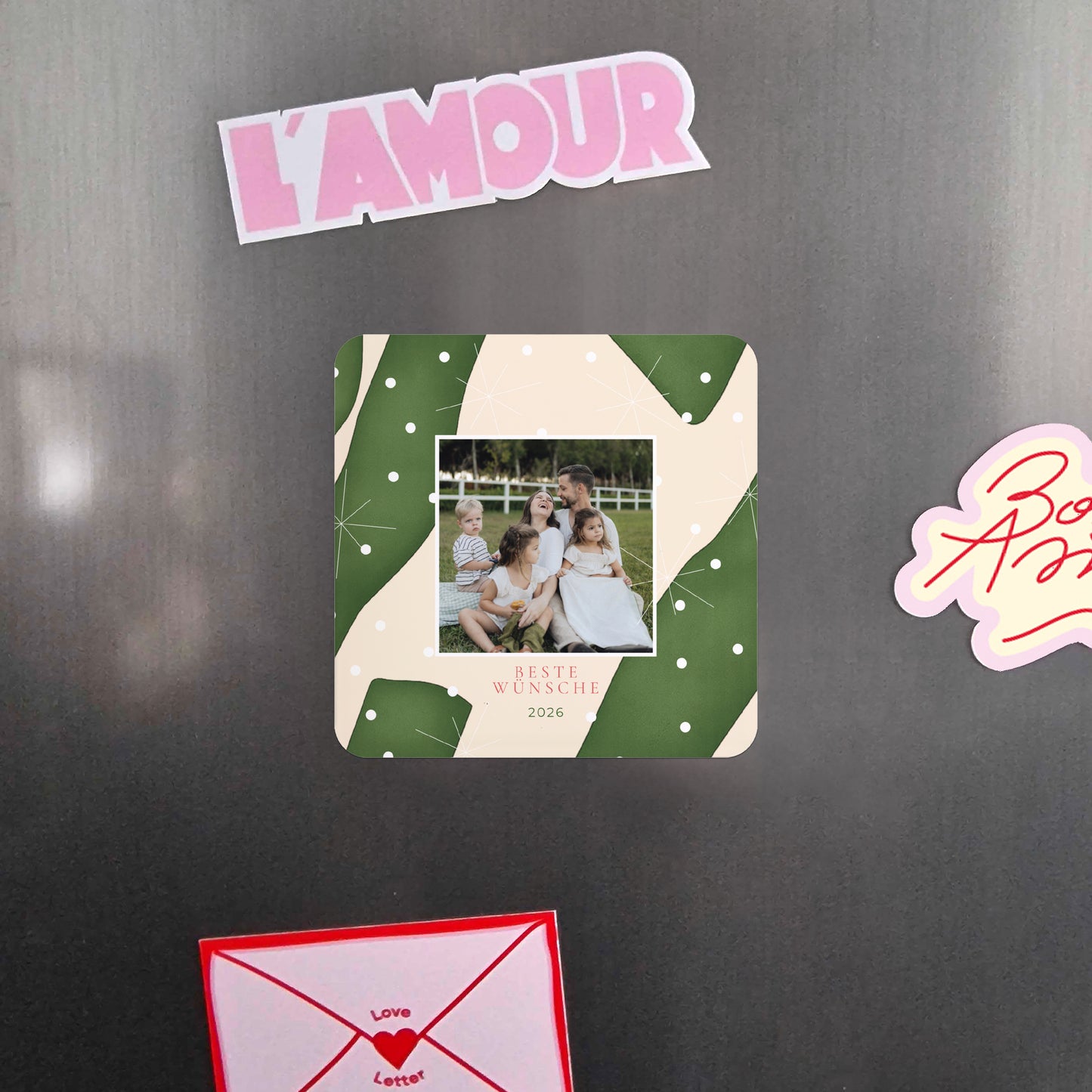 Weihnachtskarte Weihnachten Set von 8, magnetisch, quadratisch mit abgerundeten Ecken Smaragdschnee foto N° 4