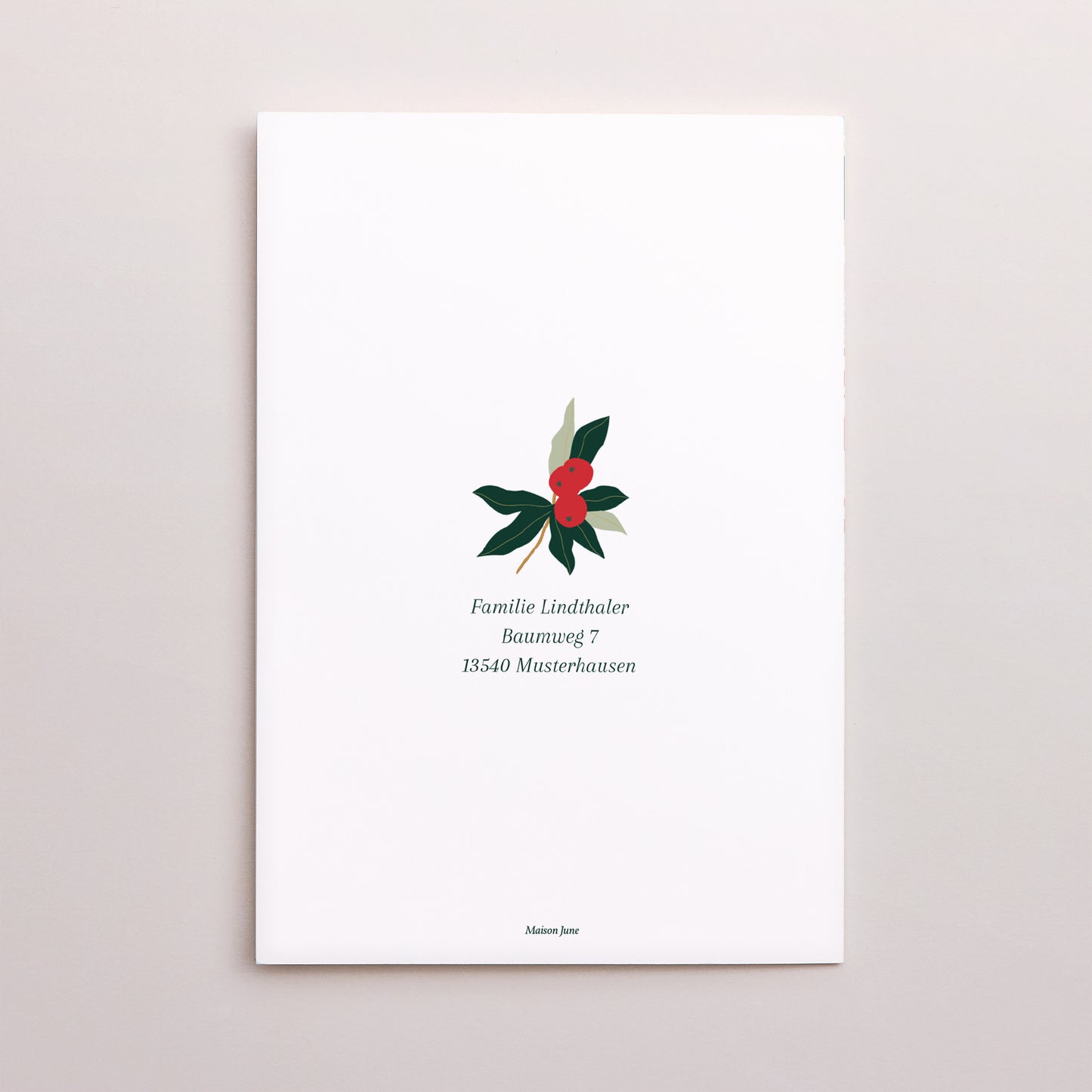 Weihnachtskarte Weihnachten Doppelter Porträtflügel Ilex & Zuckerstange foto N° 3