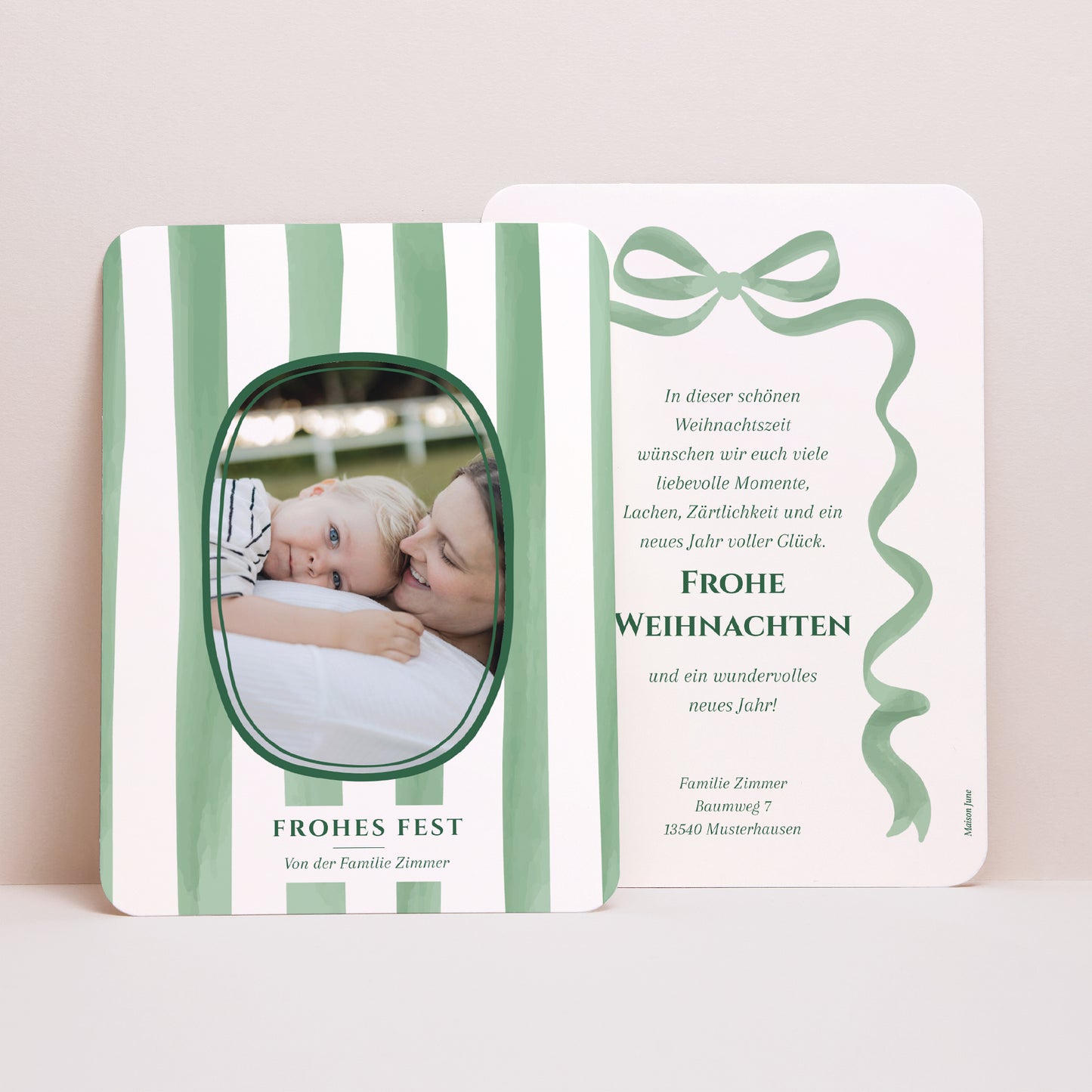 Weihnachtskarte Weihnachten Porträt, abgerundete Kanten Grünes Weihnachten foto N° 1