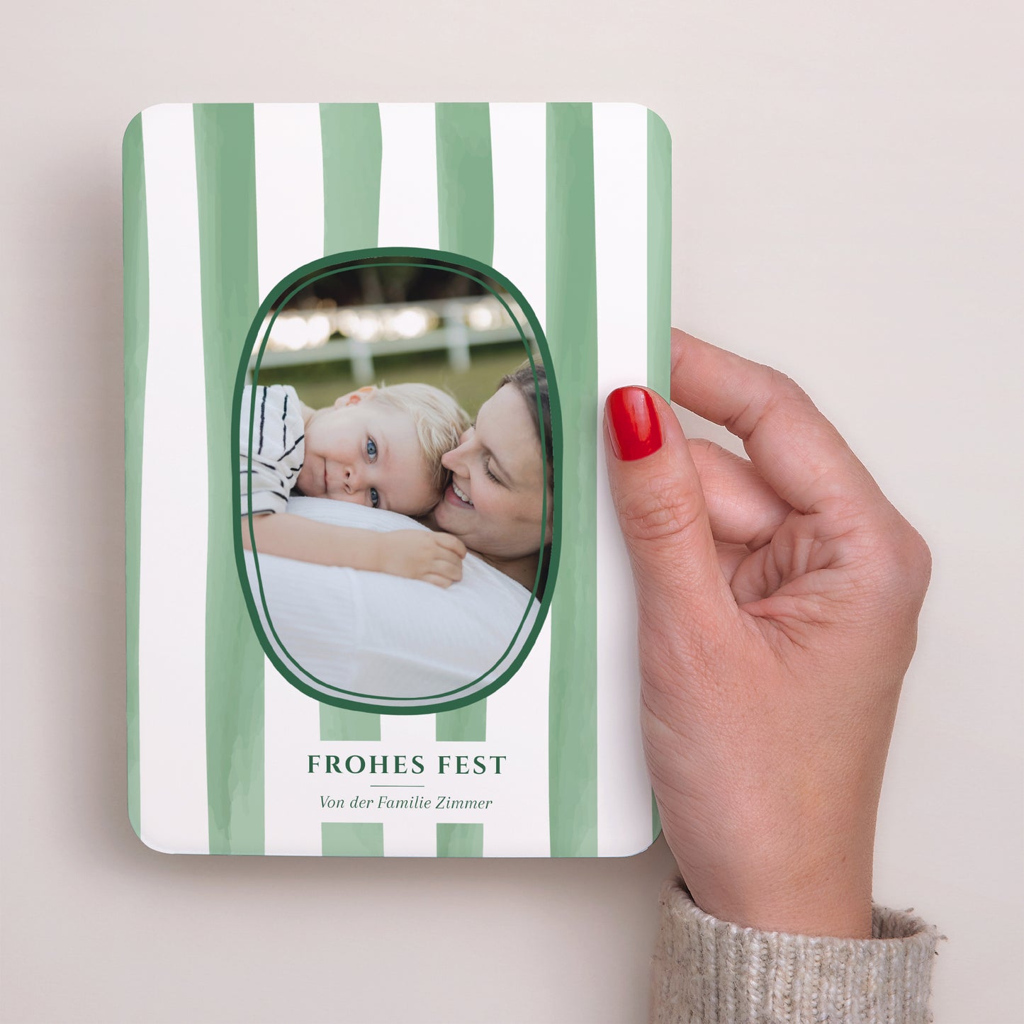 Weihnachtskarte Weihnachten Porträt, abgerundete Kanten Grünes Weihnachten foto N° 2