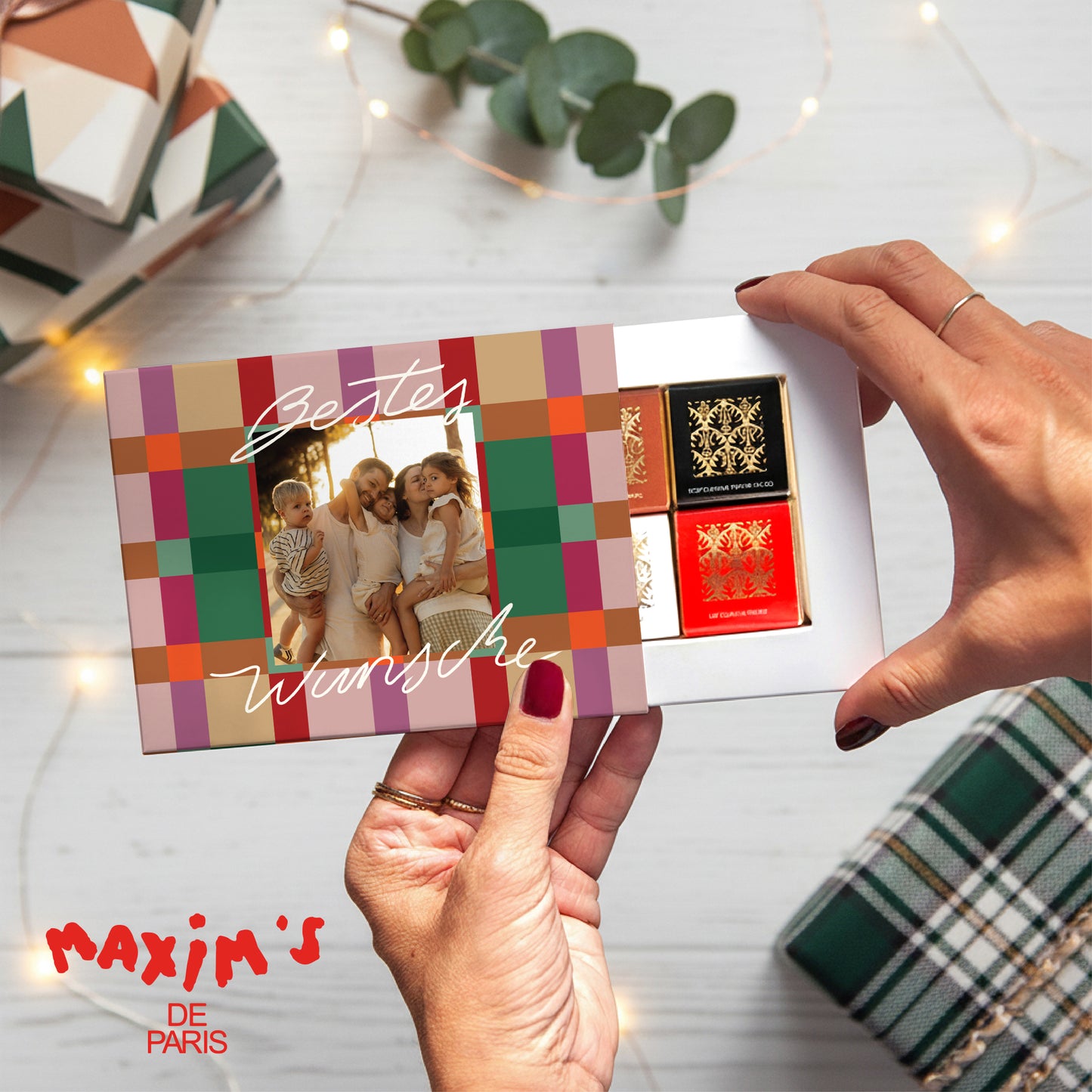 Personalisierte Schokoladenbox Weihnachten 6 Schokoladen Buntes Weihnachten foto N° 1