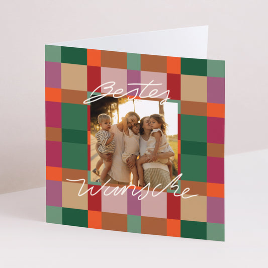 Weihnachtskarte Weihnachten Doppelflügelfenster Buntes Weihnachten foto