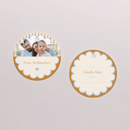 Geschenkbox Weihnachten Kugel mit runder Etikette Blaue Ambra foto N° 3