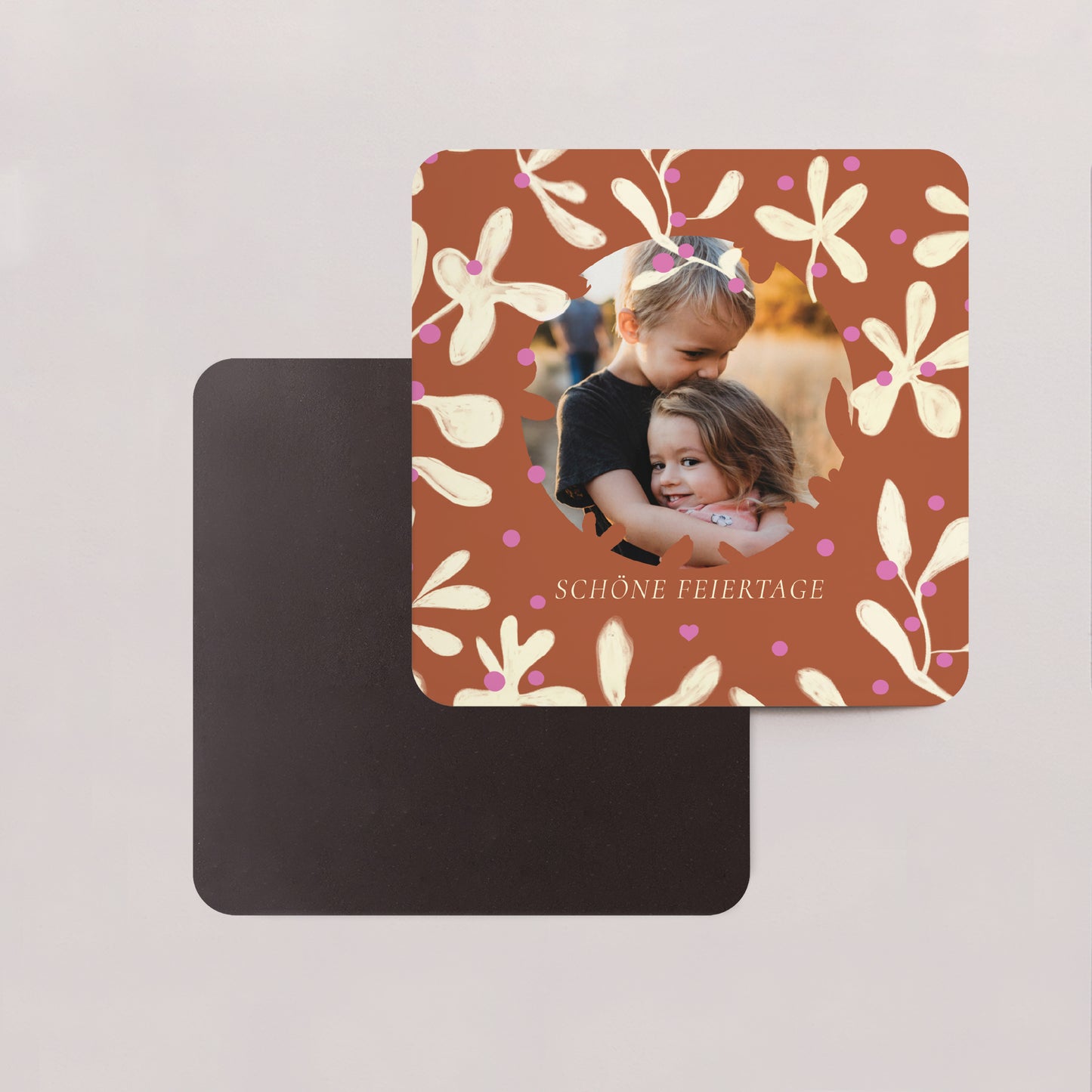 Weihnachtskarte Weihnachten Set von 8, magnetisch, quadratisch mit abgerundeten Ecken Holly Fuchsia foto N° 2