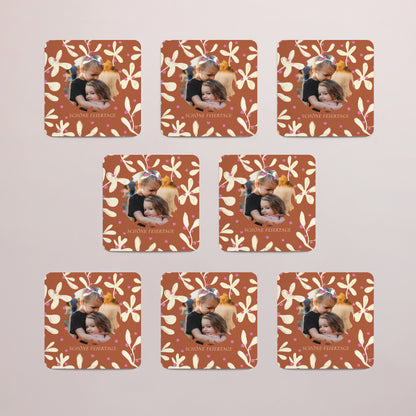 Weihnachtskarte Weihnachten Set von 8, magnetisch, quadratisch mit abgerundeten Ecken Holly Fuchsia foto N° 3