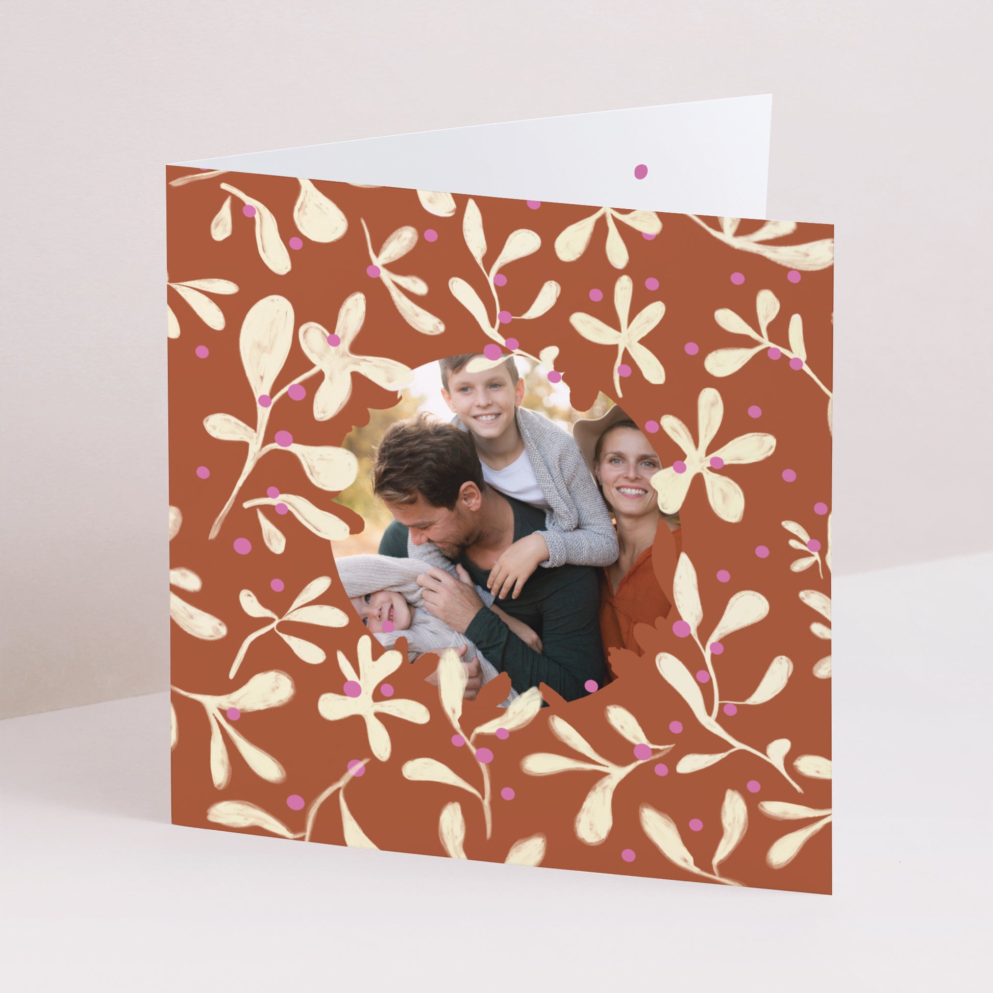 Weihnachtskarte Weihnachten Doppelflügelfenster Holly Fuchsia foto N° 1