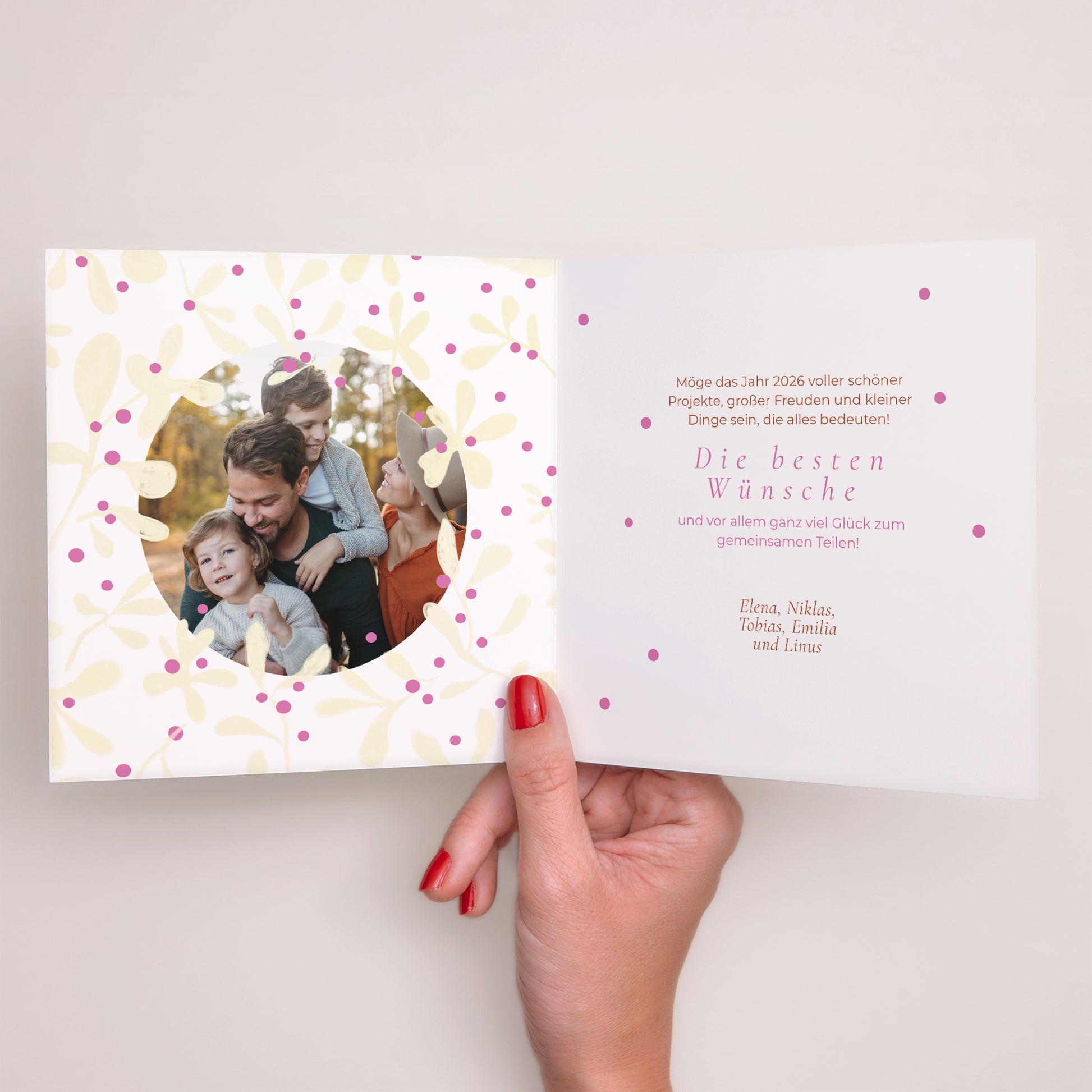 Weihnachtskarte Weihnachten Doppelflügelfenster Holly Fuchsia foto N° 2