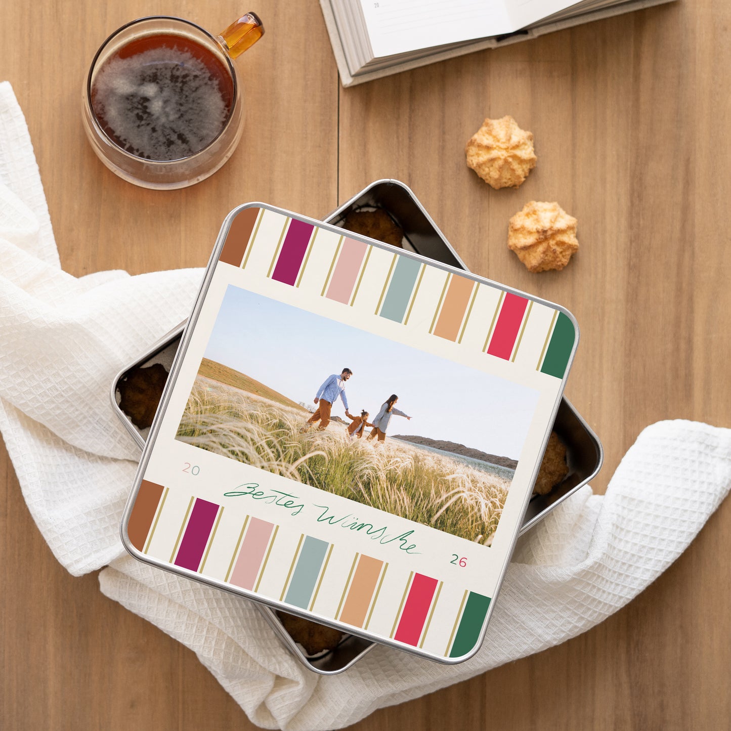 Metalldose Weihnachten Quadratisch Weihnachtsbänder foto N° 1