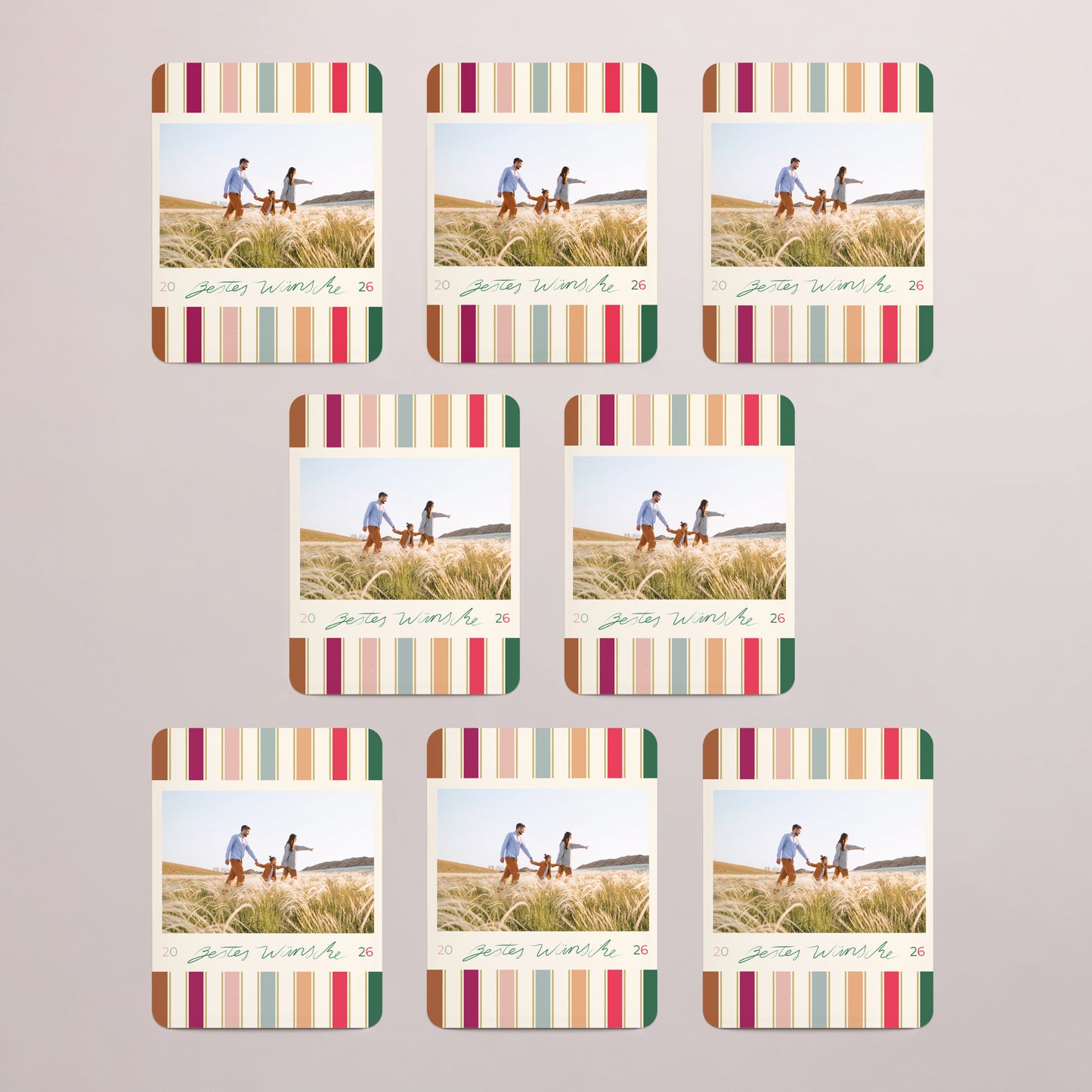 Weihnachtskarte Weihnachten Set von 8, magnetisch, rechteckig mit abgerundeten Ecken Weihnachtsbänder foto N° 3