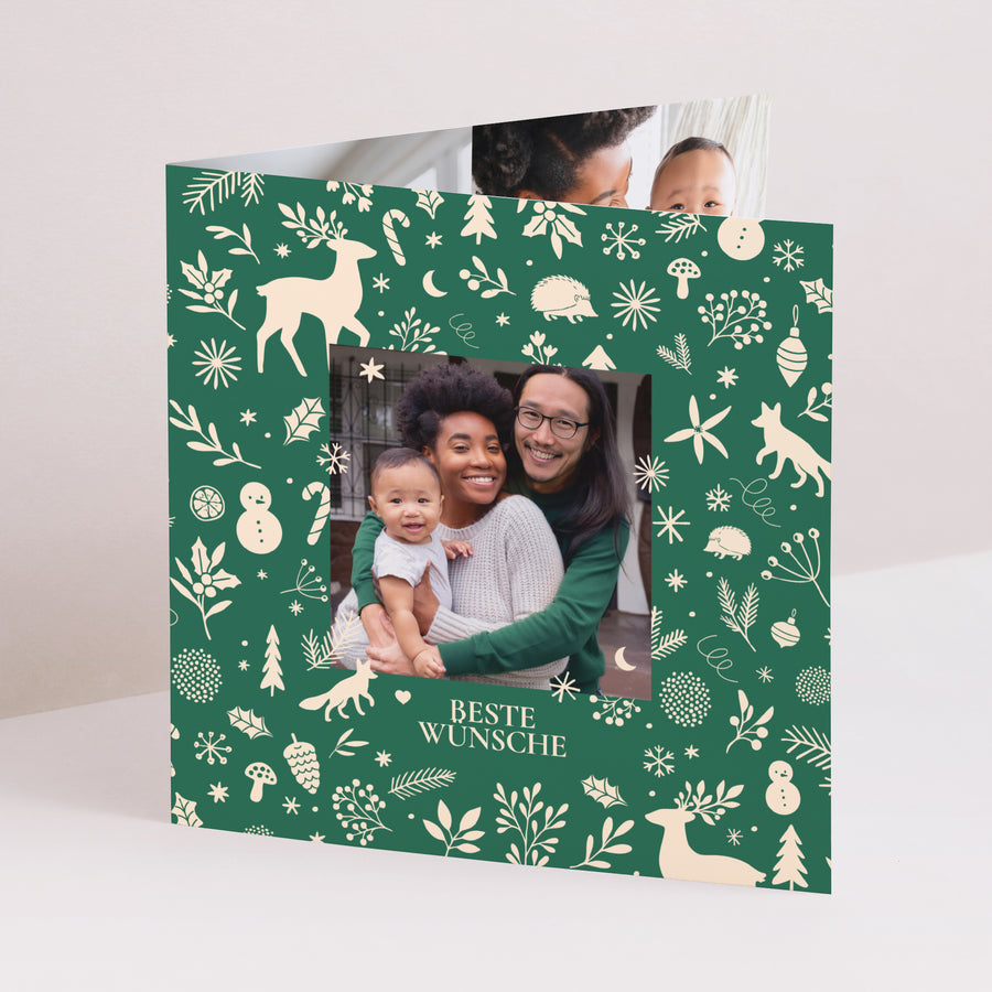 Weihnachtskarte Weihnachten Doppelflügelfenster foto