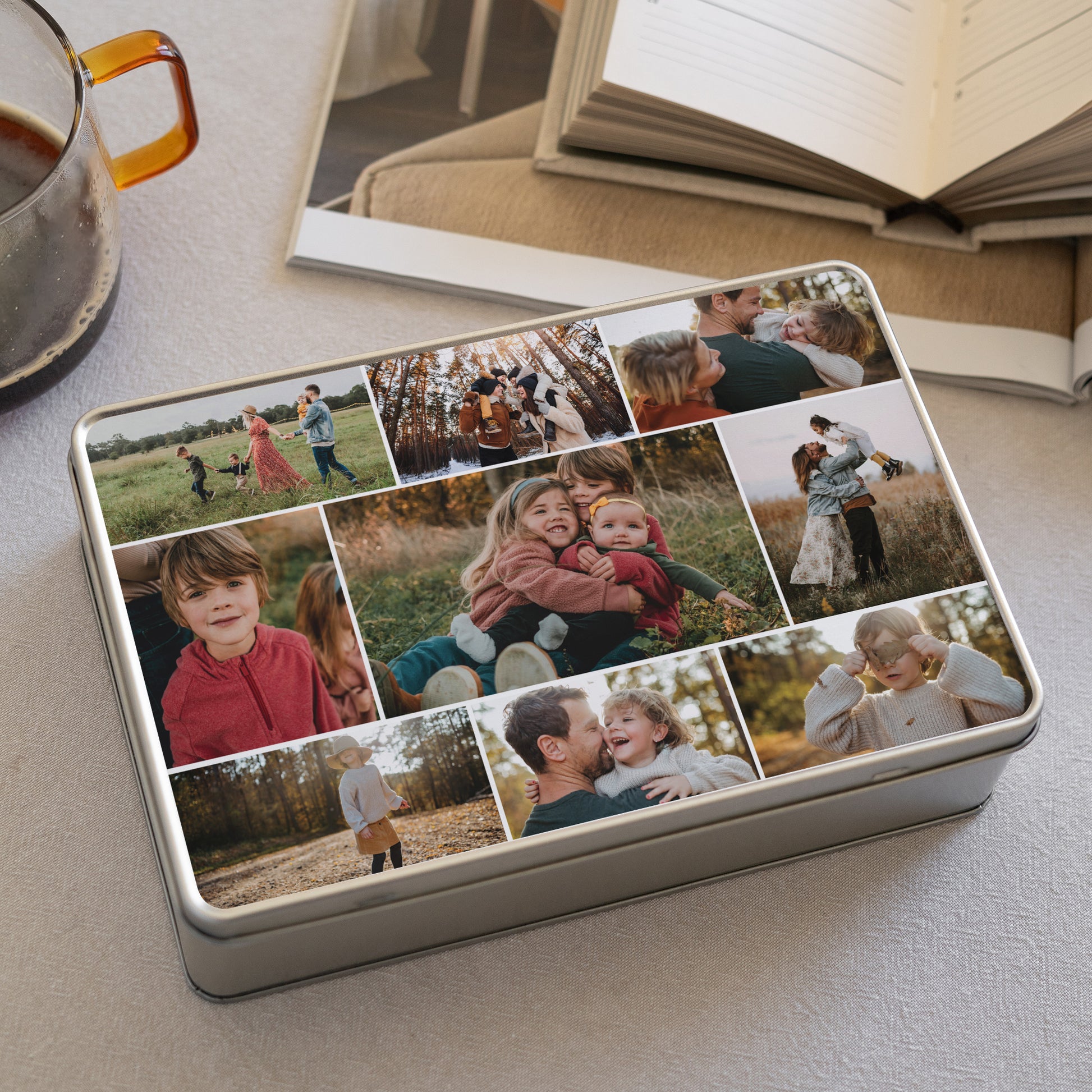 Metalldose Objekte rechteck, mit Schokolade gefüllt Unsere schöne Familie foto N° 2