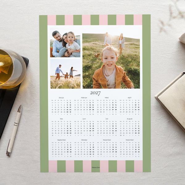 Kalender Weihnachten Einzelseite Porträt Saisonale Streifen foto