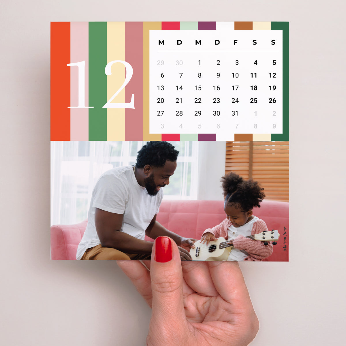 Kalender Weihnachten auf Holzsockel Saisonale Streifen foto N° 5