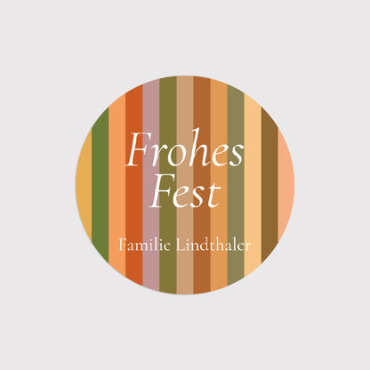 Sticker Weihnachten Rund Saisonale Streifen foto N° 2