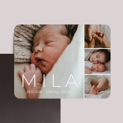 Geburtskarte Set von 8, magnetisch, Landschaft, rechteckige abgerundete Ecken Der Glanz eines ersten Blicks foto N° 1