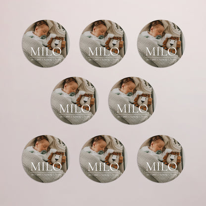 Geburtskarte Set von 8, magnetisch, rund, Ø 10 cm Erinnerungen an Süße foto N° 3