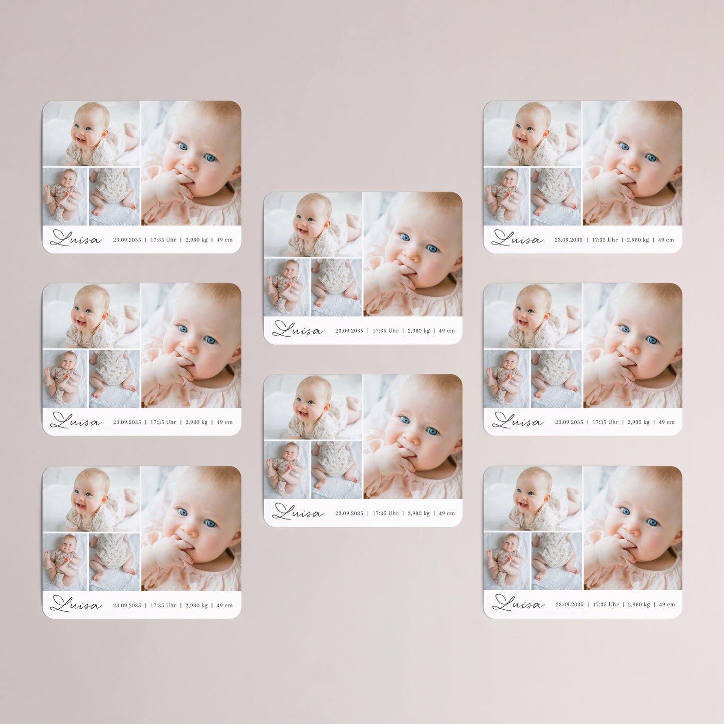 Geburtskarte Set von 8, magnetisch, Landschaft, rechteckige abgerundete Ecken Der ganz Anfang von uns foto N° 3